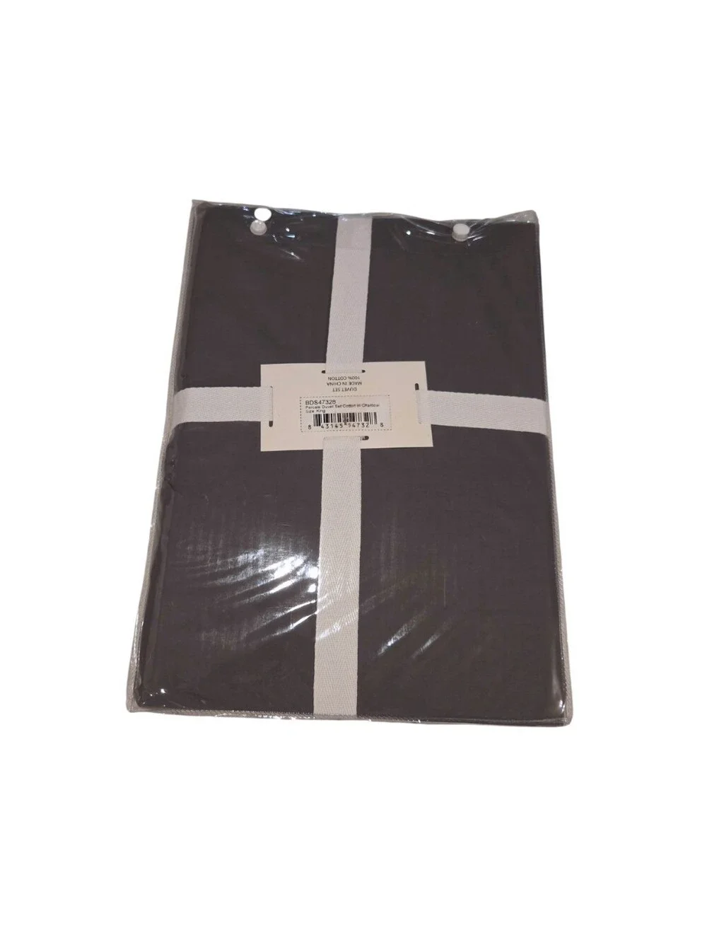 Spring+Mercer 100% Cotton Percale Duvet Cover Set King Charcoal Bedding Cottage